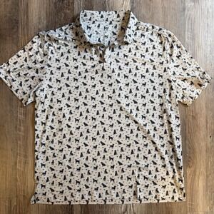 Burlebo Performance Polo Ducks And Dogs Shirt Mens XL Short Sleeve Golf